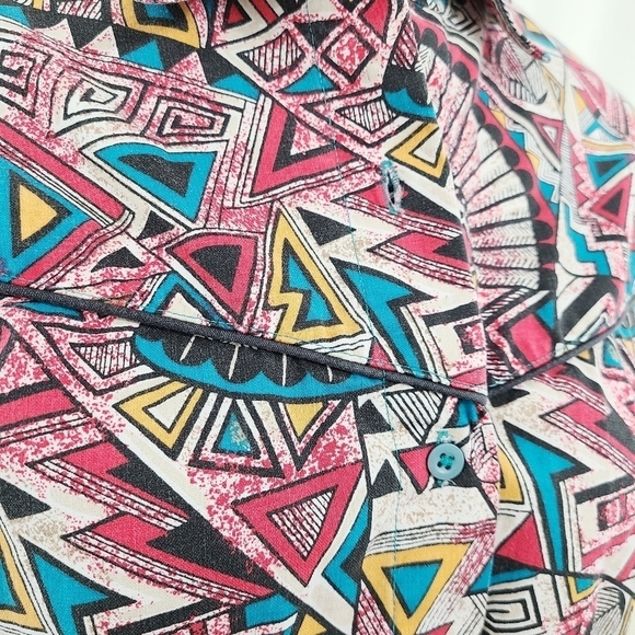 Vintage 90s Wrangler Western Shirt Abstract Native Print Size Medium - Picture 4 of 5